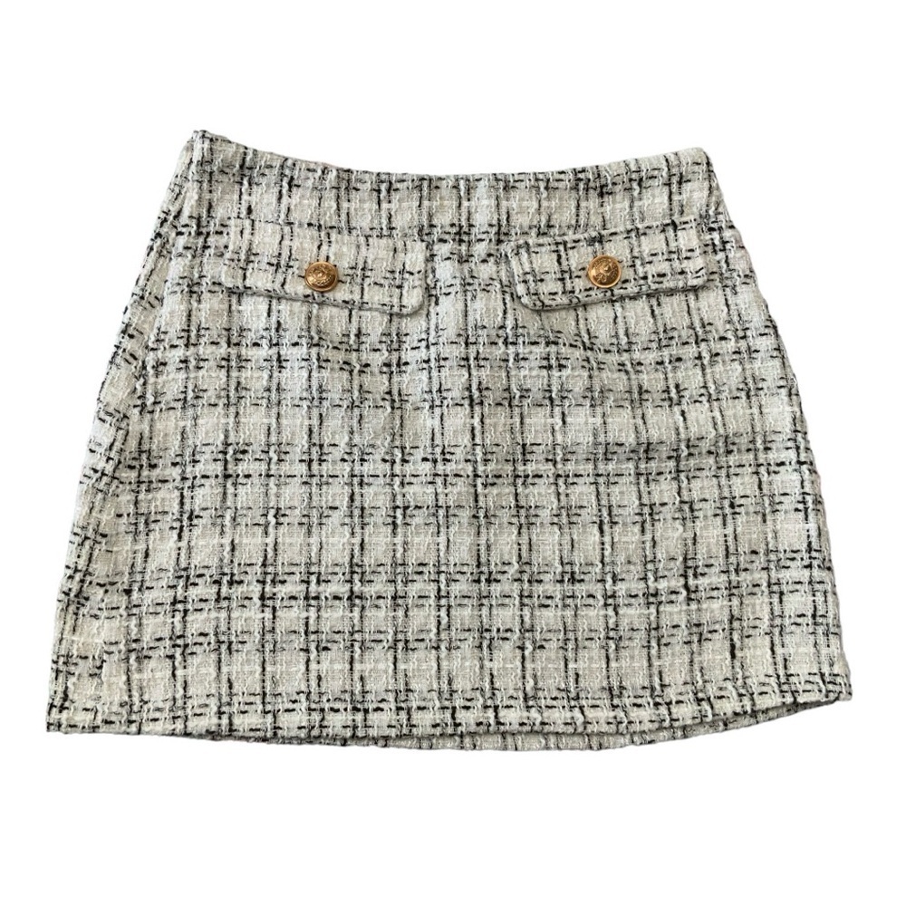 Shein 🔥White Tweede Mini Skirt Size Large Chanel Vibes